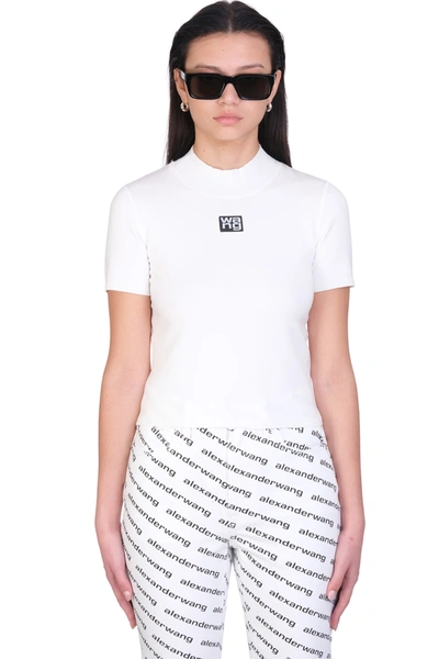 Alexander Wang Logo Patch Stretch Jersey T-shirt In White