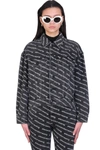 Alexander Wang Denim Jacket With All-over Logo In Black