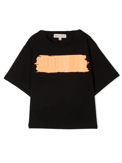 Emilio Pucci Kids' T-shirt With Print In Black