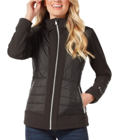 Free Country Super Soft Shell Hybrid Jacket In Black