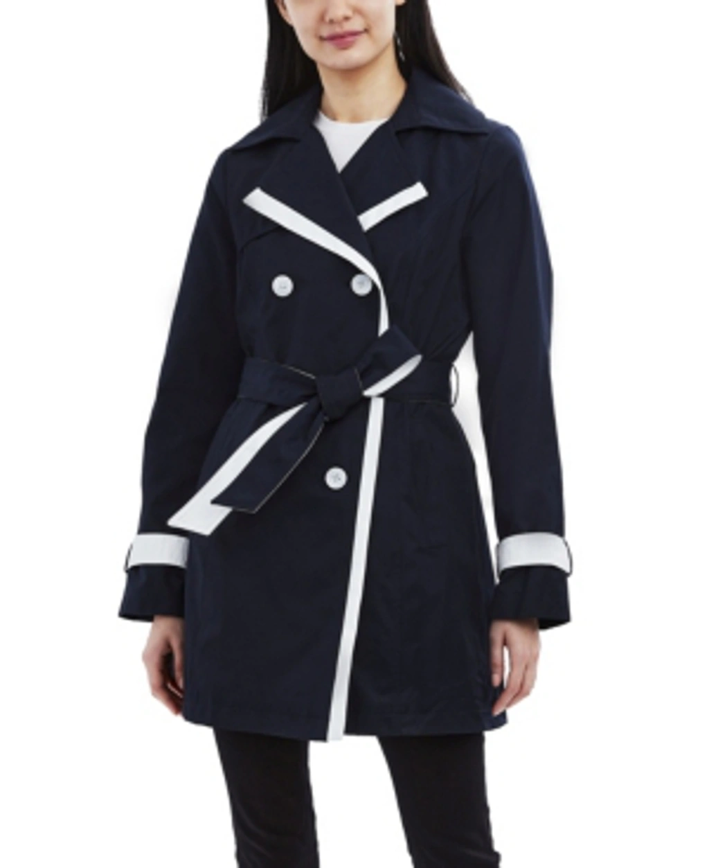 Laundry By Shelli Segal Color-blocked Belted Trench Coat In Petrol