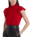 1.state Smocked Ruffle Sleeve Top In Berry Spice