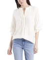 Vince Camuto Women's Ruffle Sleeve Henley Blouse In New Ivory