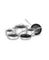 SCANPAN HAPTIQ NONSTICK INDUCTION SUITABLE 10-PIECE COOKWARE SET, MIRROR POLISHED STAINLESS EXTERIOR