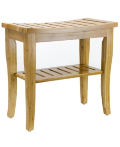 Sorbus 2 Tier Bamboo Bench Stool With Shelf In Nude Or Natural