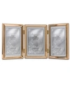 Lawrence Frames Polished Metal Hinged Triple Picture Frame In Gold-tone