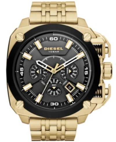 Diesel Bamf 55mm Two-tone Stainless Steel Chronograph Bracelet Watch In Black