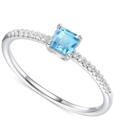 Macy's Blue Topaz (3/8 Ct. T.w.) & Diamond (1/20 Ct. T.w.) Ring In Sterling Silver (also In Citrine & Ameth