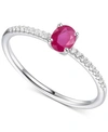 Macy's Sapphire (1/3 Ct. T.w.) & Diamond (1/10 Ct. T.w.) Ring In Sterling Silver (also In Ruby & Emerald) In Ruby