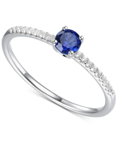 Macy's Sapphire (1/3 Ct. T.w.) & Diamond (1/10 Ct. T.w.) Ring In Sterling Silver (also In Ruby & Emerald) In Blue