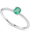 Macy's Sapphire (1/3 Ct. T.w.) & Diamond (1/10 Ct. T.w.) Ring In Sterling Silver (also In Ruby & Emerald) In Emerald