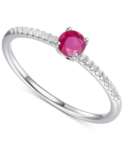 Macy's Sapphire (1/3 Ct. T.w.) & Diamond (1/10 Ct. T.w.) Ring In Sterling Silver (also In Ruby & Emerald)