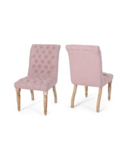 Noble House Fieldmaple Dining Chairs, Set Of 2 In Lght Blush