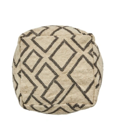 Noble House Cayton Boho Ottoman Pouf In Ivory