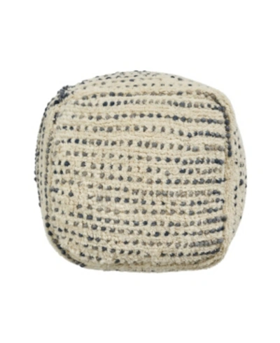 Noble House Calzona Boho Ottoman Pouf In Ivory