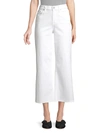 7 For All Mankind Alexa Mid-rise Cropped Wide-leg Jeans In White Runway