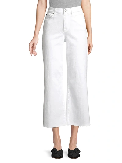 7 For All Mankind Alexa Mid-rise Cropped Wide-leg Jeans In White Runway