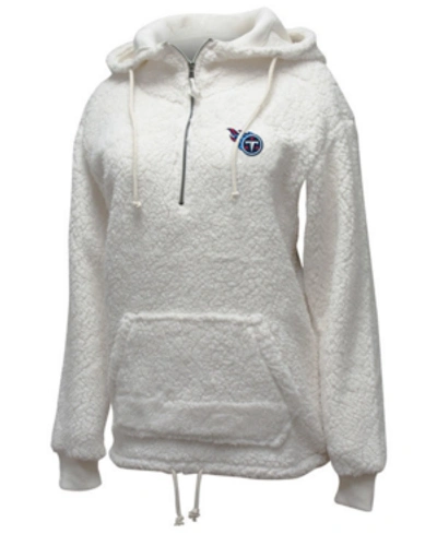5th & Ocean Women's Tennessee Titans Sherpa Quarter-zip Pullover In Ivory