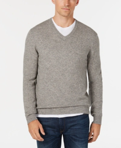 Club Room Men's V-neck Cashmere Sweater, Created For Macy's In Grey