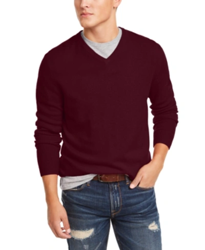 Club Room Men's V-neck Cashmere Sweater, Created For Macy's In Cabernet