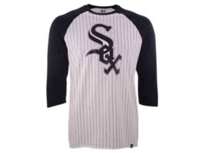 47 Brand Men's Chicago White Sox Pinstripe Throwback Raglan T-shirt In White/black
