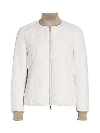 Brunello Cucinelli Women's Quilted Bomber Jacket In White