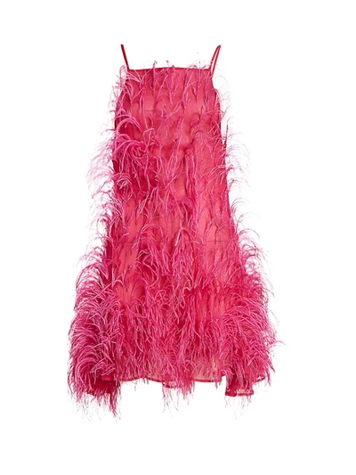 Cult Gaia Women's Shannon Feathered Mini A-line Dress In Hibiscus