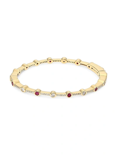 Adriana Orsini 18k Goldplated & Two-tone Cubic Zirconia Bangle Bracelet In Red Gold