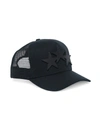 Amiri 3 Star Cotton Canvas Trucker Cap In Black