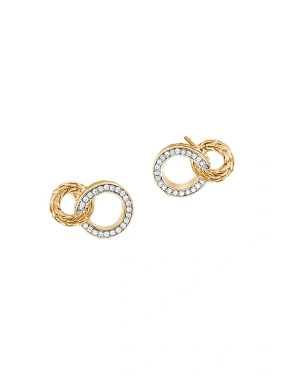 John Hardy Women's Classic Chain 18k Gold & Diamond Interlinking Hoop Earrings