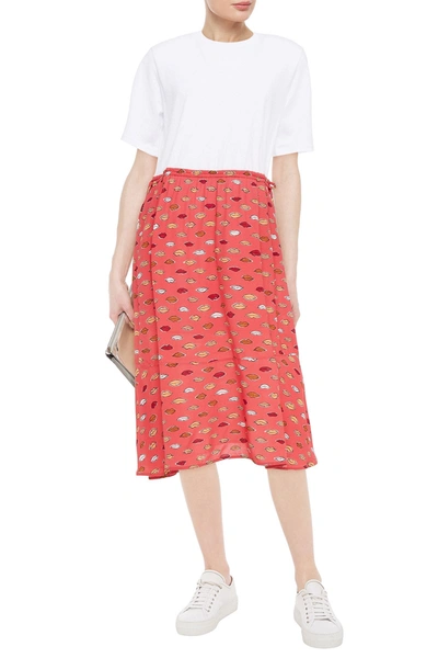 Markus Lupfer Hazel Cotton-jersey And Printed Crepe Midi Dress In White