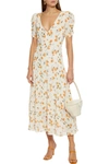 wedding guest dresses midi length with sleeves Floral-Print Wedding-Guest Dress with Short Sleeves White Multi / Large