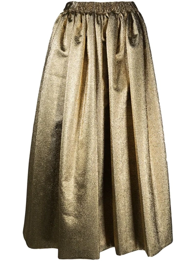 Alexandre Vauthier Metallic-effect Flared Skirt In Gold