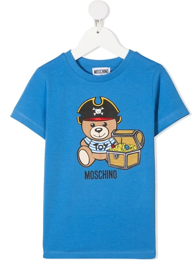 Moschino Teen Teddy Bear-print Cotton T-shirt In Blue