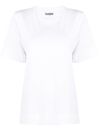 Ganni Logo-print Crew-neck T-shirt In White