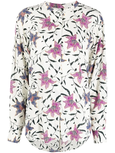 Isabel Marant Étoile Catchell Floral-print Satin Shirt In Nude