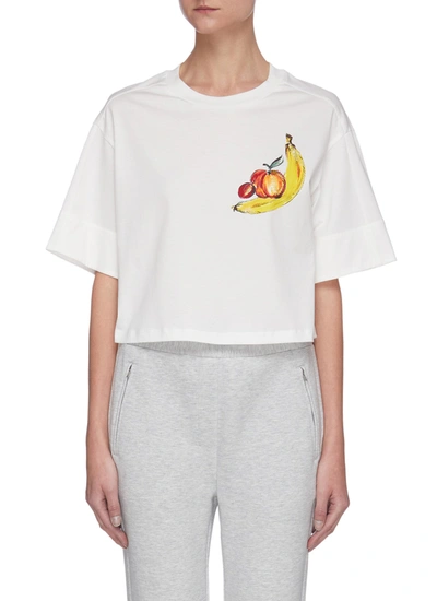 3.1 Phillip Lim / フィリップ リム Sequin Embellished Fruit Graphic Print Crop T-shirt In White