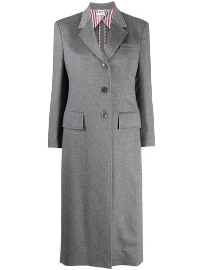 Thom Browne Wide Lapel Cashmere Overcoat In Grey