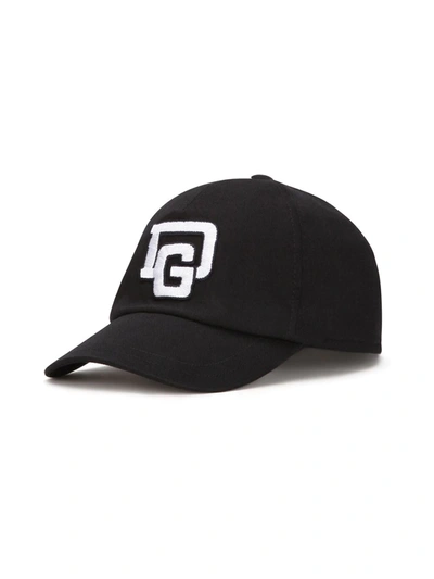 Dolce & Gabbana Kids' Gabardine Baseball Cap With Dg Patch In Black