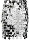 Rabanne Round Sequin Silver Polyester Mini Skirt In Silver