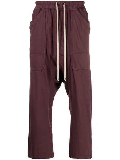 Rick Owens Drkshdw Drop Crotch Track Trousers In Red