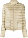 Moncler Lans Champagne Quilted Shell Jacket In Beige