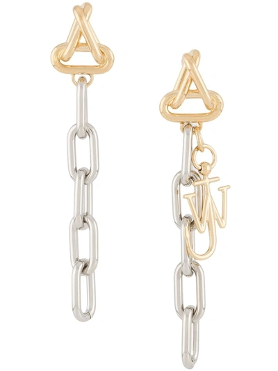 Jw Anderson Chain Detail Earrings In Silver