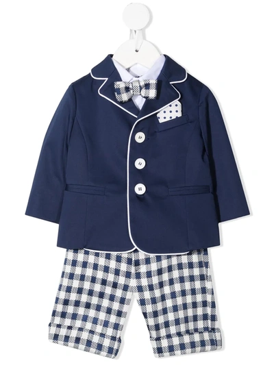 Colorichiari Babies' Three-piece Blazer Set In 蓝色