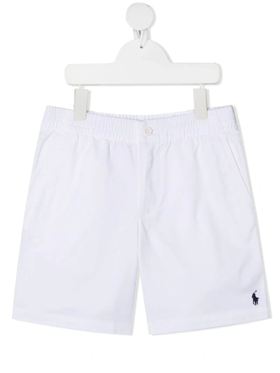 Ralph Lauren Kids' Embroidered-logo Cotton Shorts In White