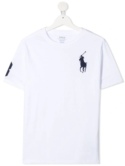 Ralph Lauren Kids' Polo Poney Embroidered T-shirt In Bianco