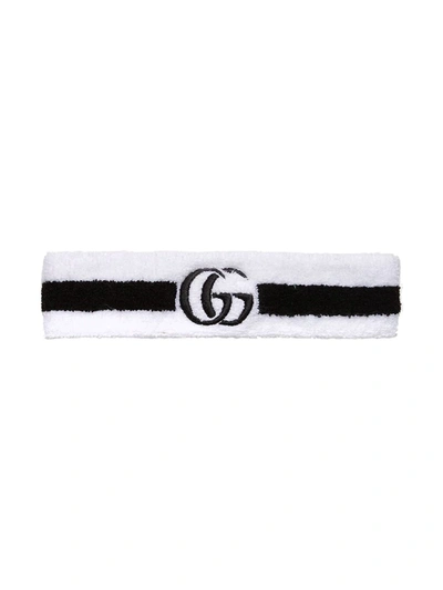 Gucci Kids' Embroidered Gg Headband In White