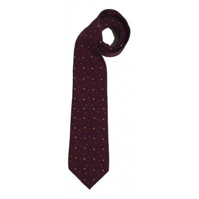 Pre-owned Valentino Garavani Silk Tie In Burgundy