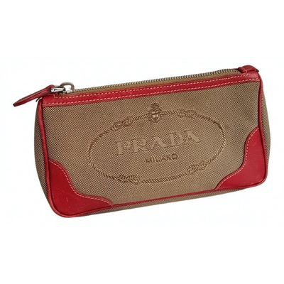 Pre-owned Prada Cloth Clutch Bag In Red
