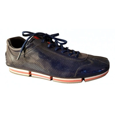 Pre-owned Prada Patent Leather Trainers In Blue